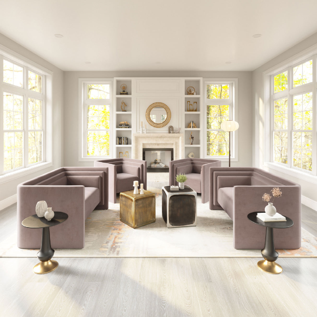   Taupe Velvet Loveseat | Oroa.com