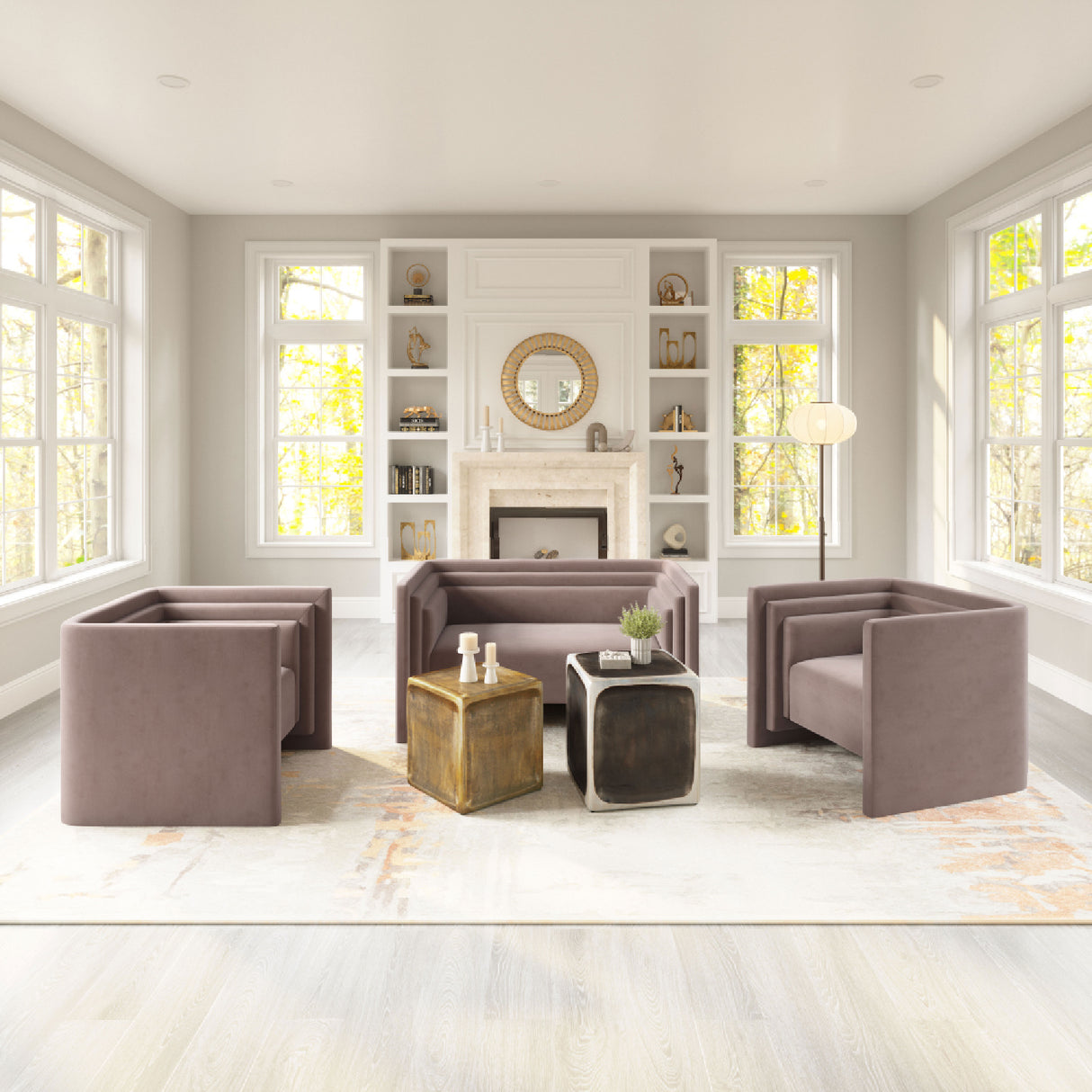   Taupe Velvet Loveseat | Oroa.com