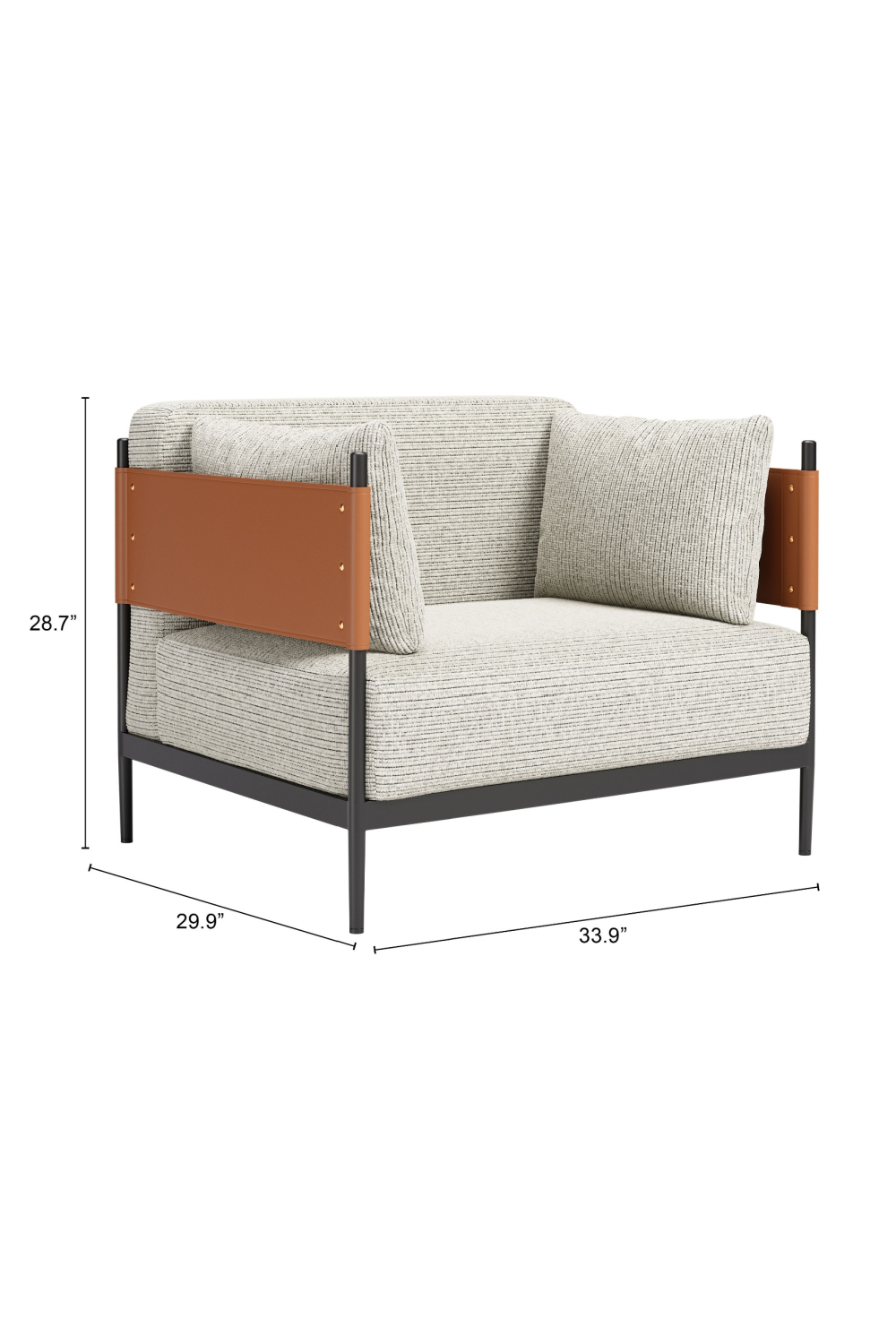 Gray Ribbed Lounge Armchair | OROA Modern Stirbe | Oroa.com