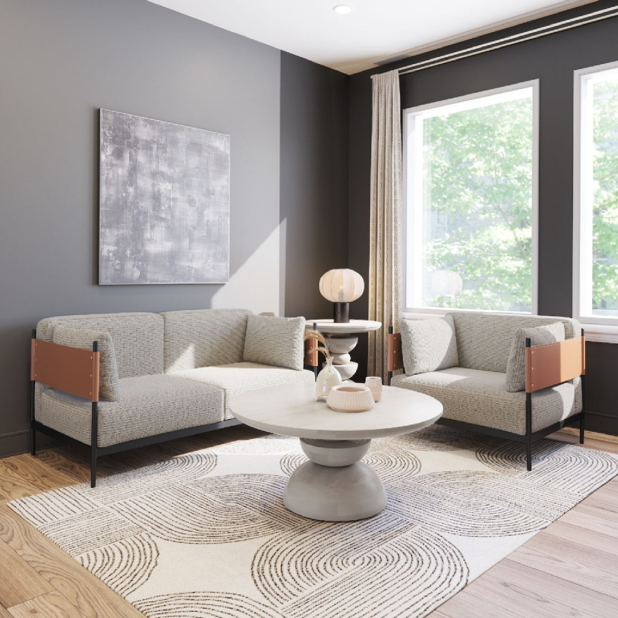 Gray Textured Fabric Loveseat | OROA Modern Stirbe |  Oroa.com