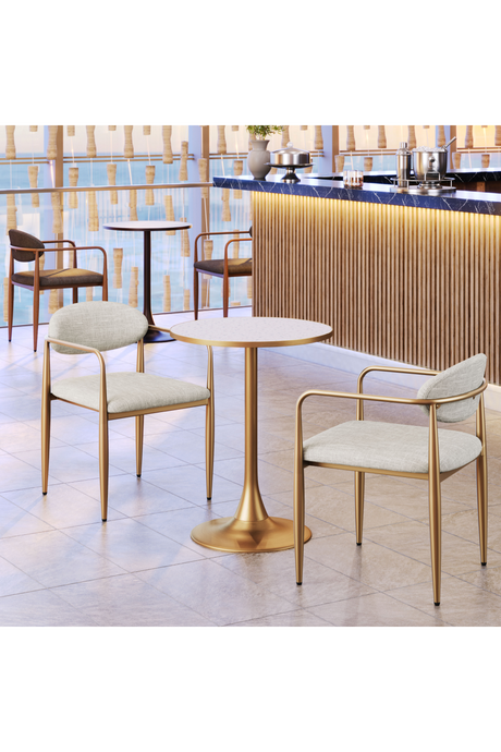 Gold Metal Pedestal Bar Table | OROA Modern Bite | Oroa.com