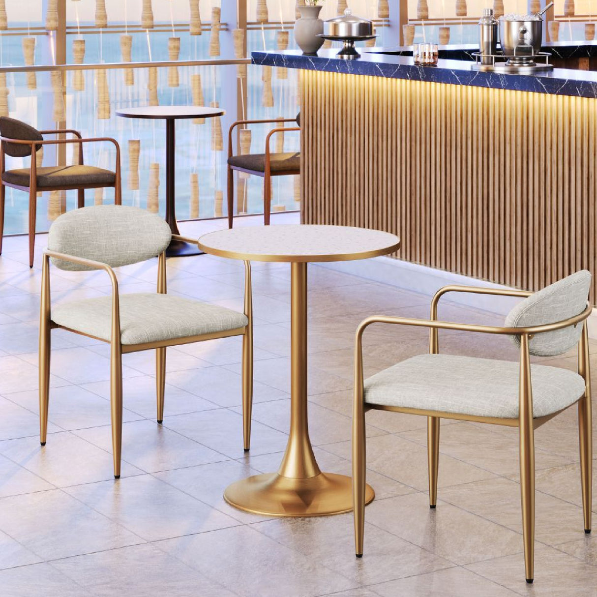   Gold Metal Pedestal Bar Table | Oroa.com