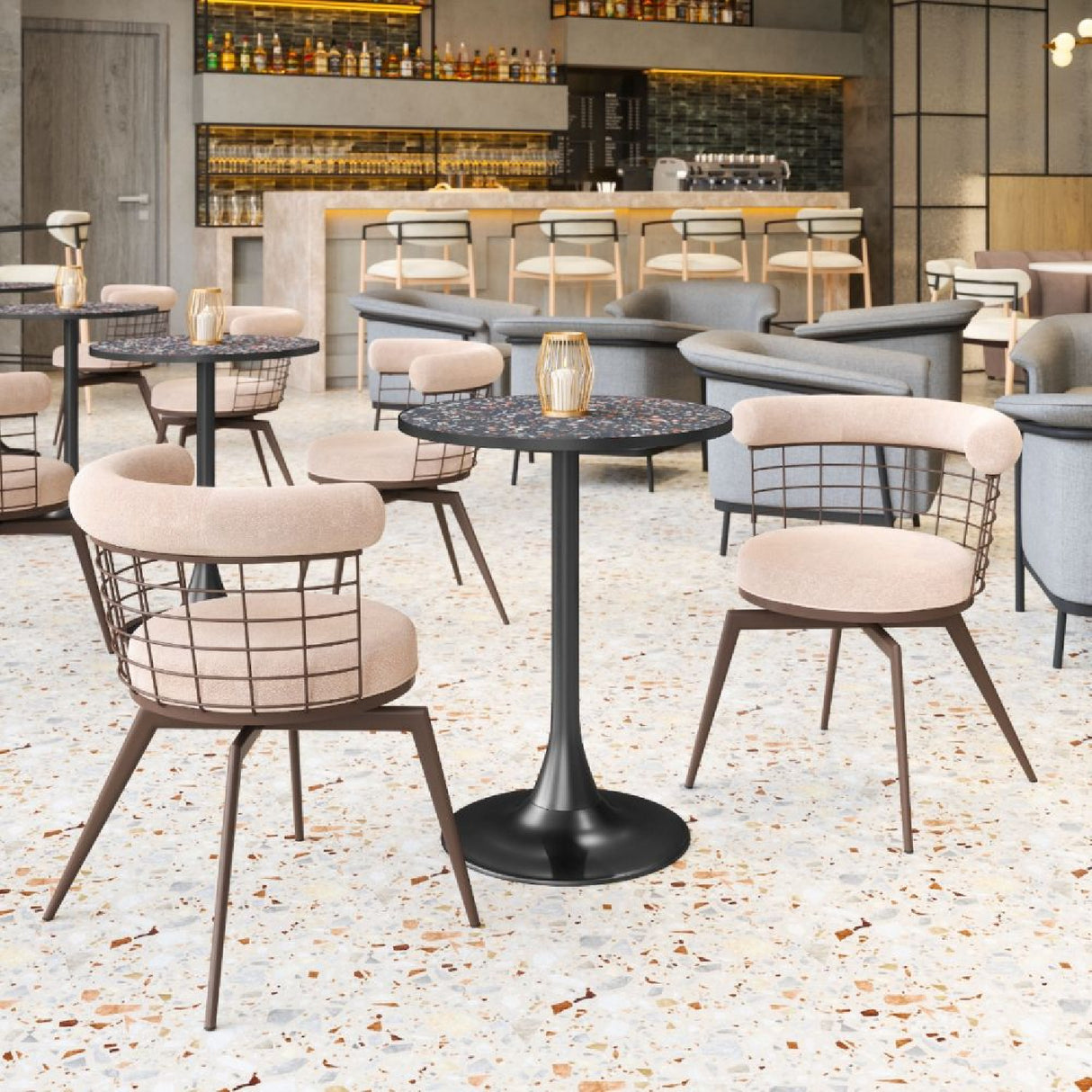   Black Terrazzo Bistro Table | Oroa.com