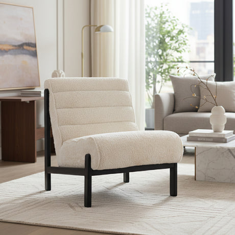   Beige Channeled-Back Lounge Chair | Oroa.com
