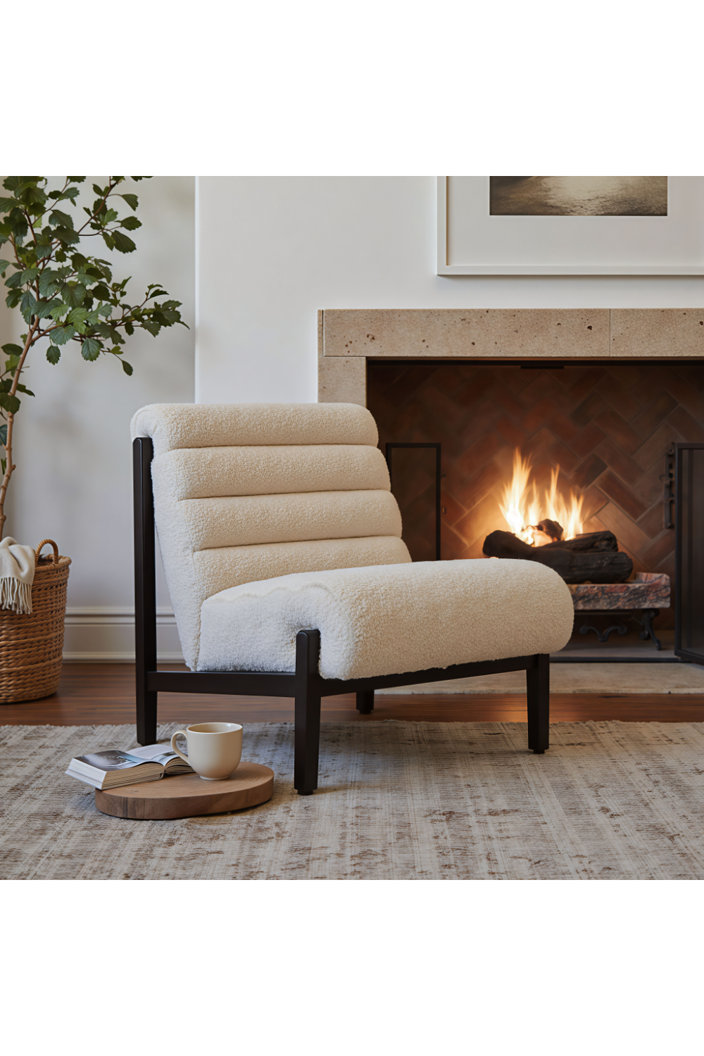 Beige Channeled-Back Lounge Chair | OROA Modern Maki | Oroa.com