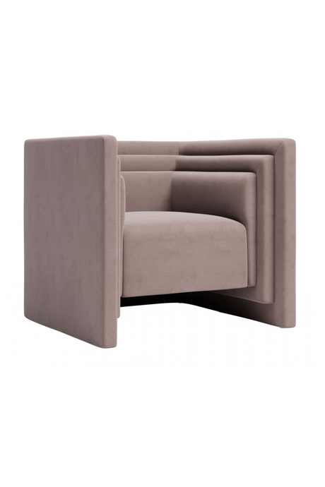 Taupe Velvet Angular Lounge Chair | OROA Modern Trippel | Oroa.com