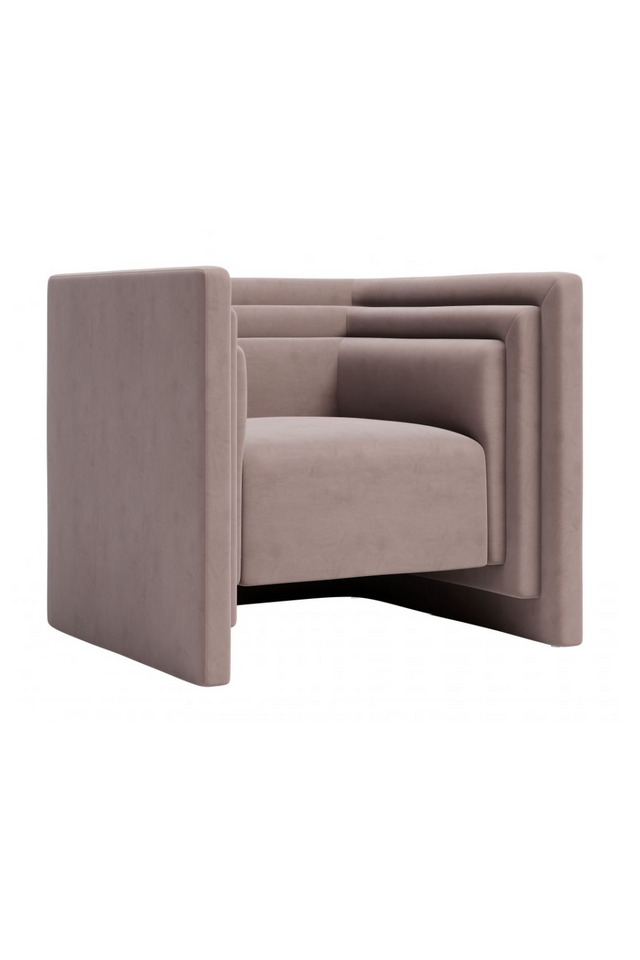Taupe Velvet Angular Lounge Chair | OROA Modern Trippel | Oroa.com