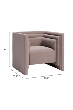 Taupe Velvet Angular Lounge Chair | OROA Modern Trippel | Oroa.com