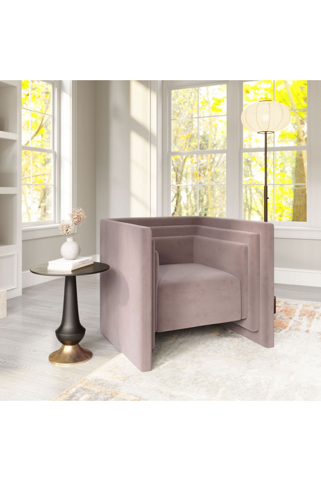 Taupe Velvet Angular Lounge Chair | OROA Modern Trippel | Oroa.com