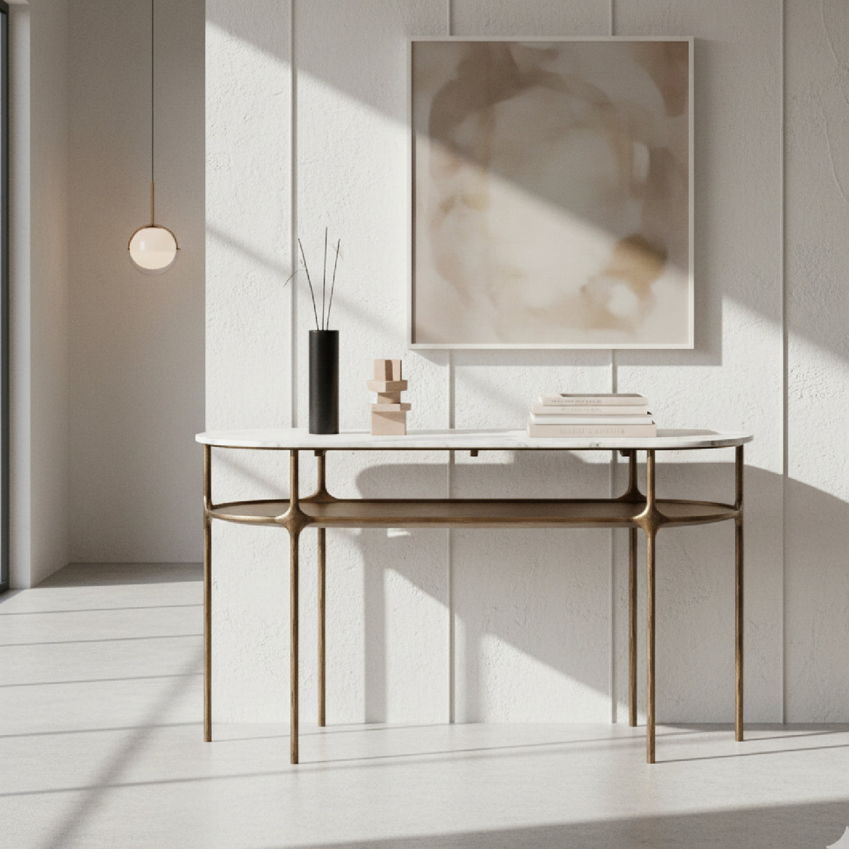   Oval White Marble Console Table | Oroa.com