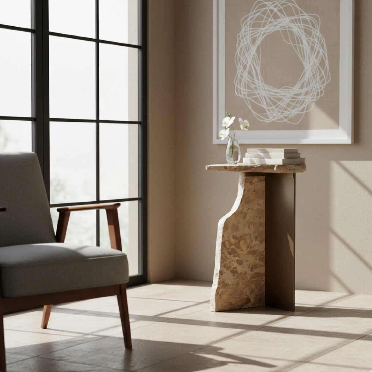   Organic-Shaped Marble Side Table | Oroa.com