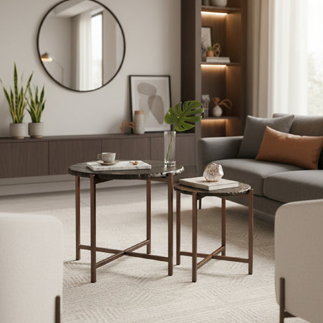 Black Cast Glass Coffee Tabled (2) | OROA Modern Gema