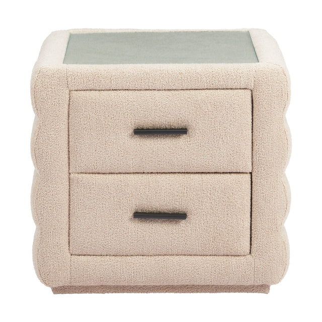 Beige Shearling 2-Drawer Nightstand | OROA Modern Soffice | Oroa.com