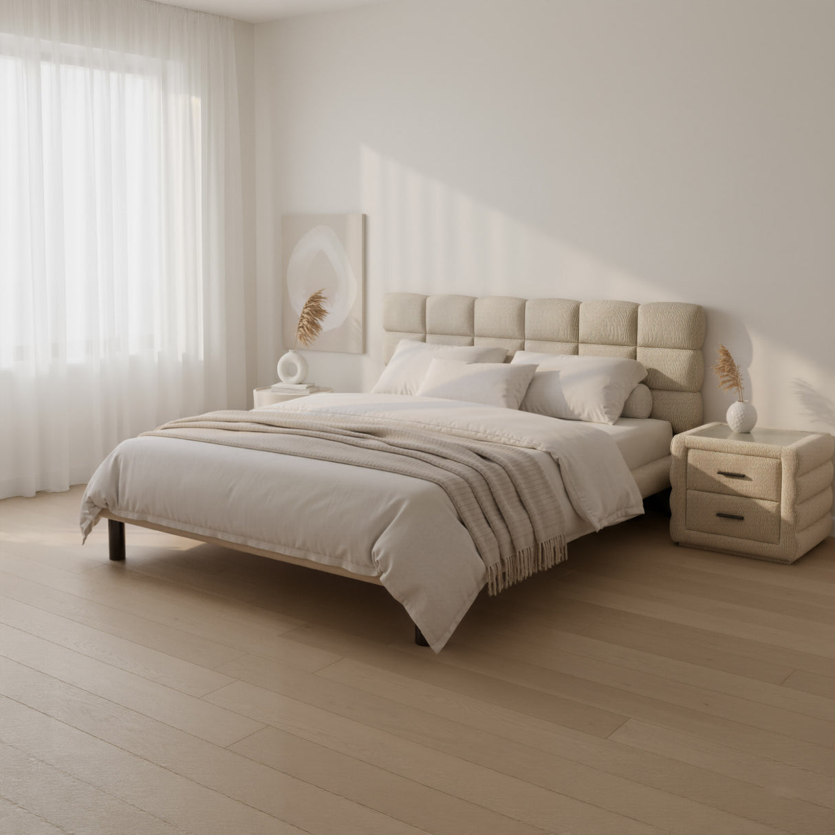 Beige Shearling 2-Drawer Nightstand | OROA Modern Soffice | Oroa.com