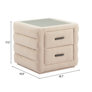 Beige Shearling 2-Drawer Nightstand | OROA Modern Soffice | Oroa.com
