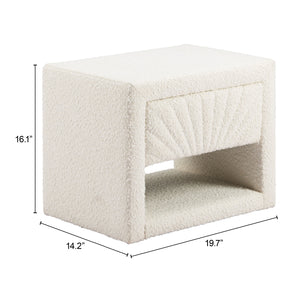   White Fabric 1-Drawer Nightstand | Oroa.com