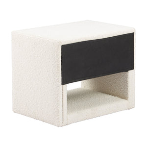   White Fabric 1-Drawer Nightstand | Oroa.com