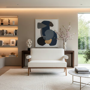 Wood Framed White Loveseat | OROA Modern Encanto