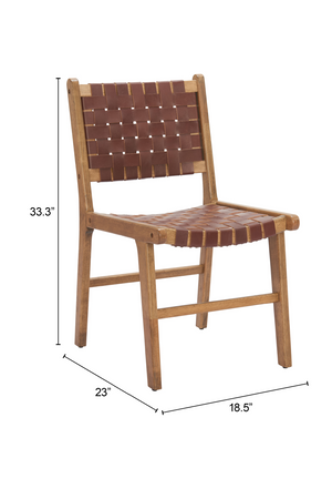 Brown Woven Leather Dining Chair | OROA Modern Feder | Oroa.com