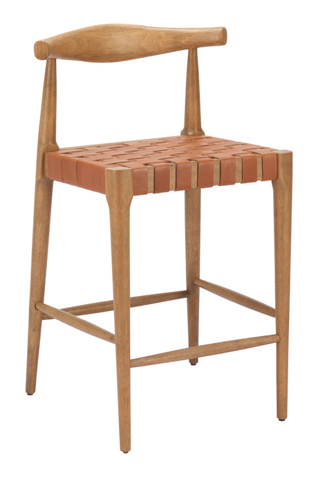 Tan Woven Leather Counter Stool | OROA Modern Bandani | Oroa.com