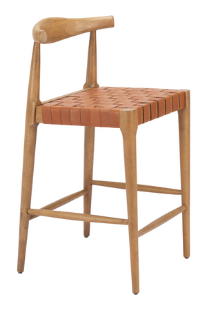 Tan Woven Leather Counter Stool | OROA Modern Bandani | Oroa.com