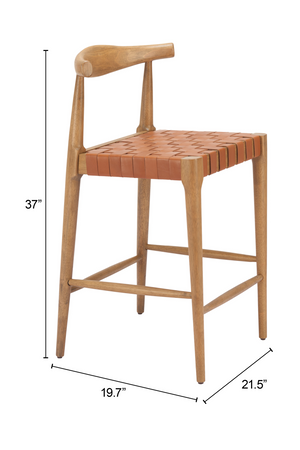 Tan Woven Leather Counter Stool | OROA Modern Bandani | Oroa.com