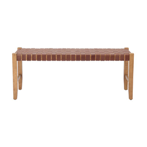 Brown Woven Leather Bench | OROA Modern Bandani