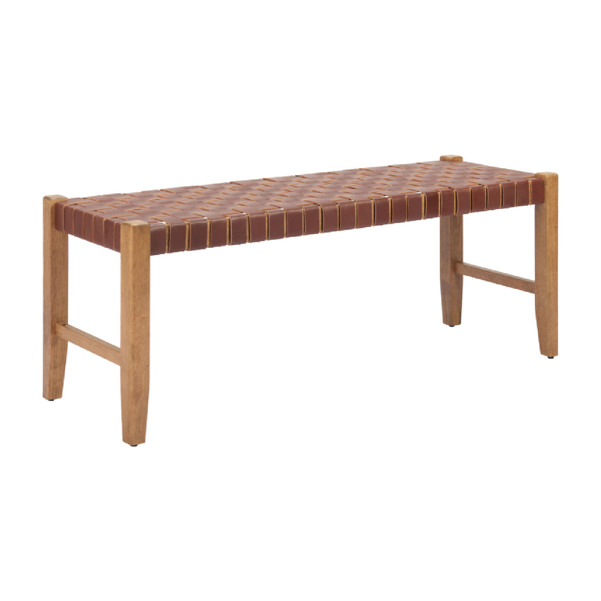 Brown Woven Leather Bench | OROA Modern Bandani