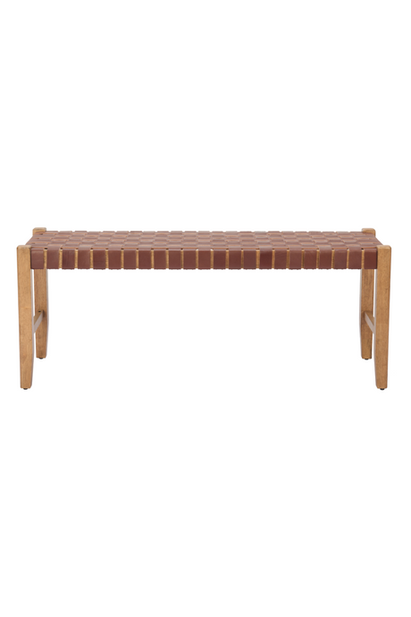 Brown Woven Leather Bench | OROA Modern Bandani | Oroa.com