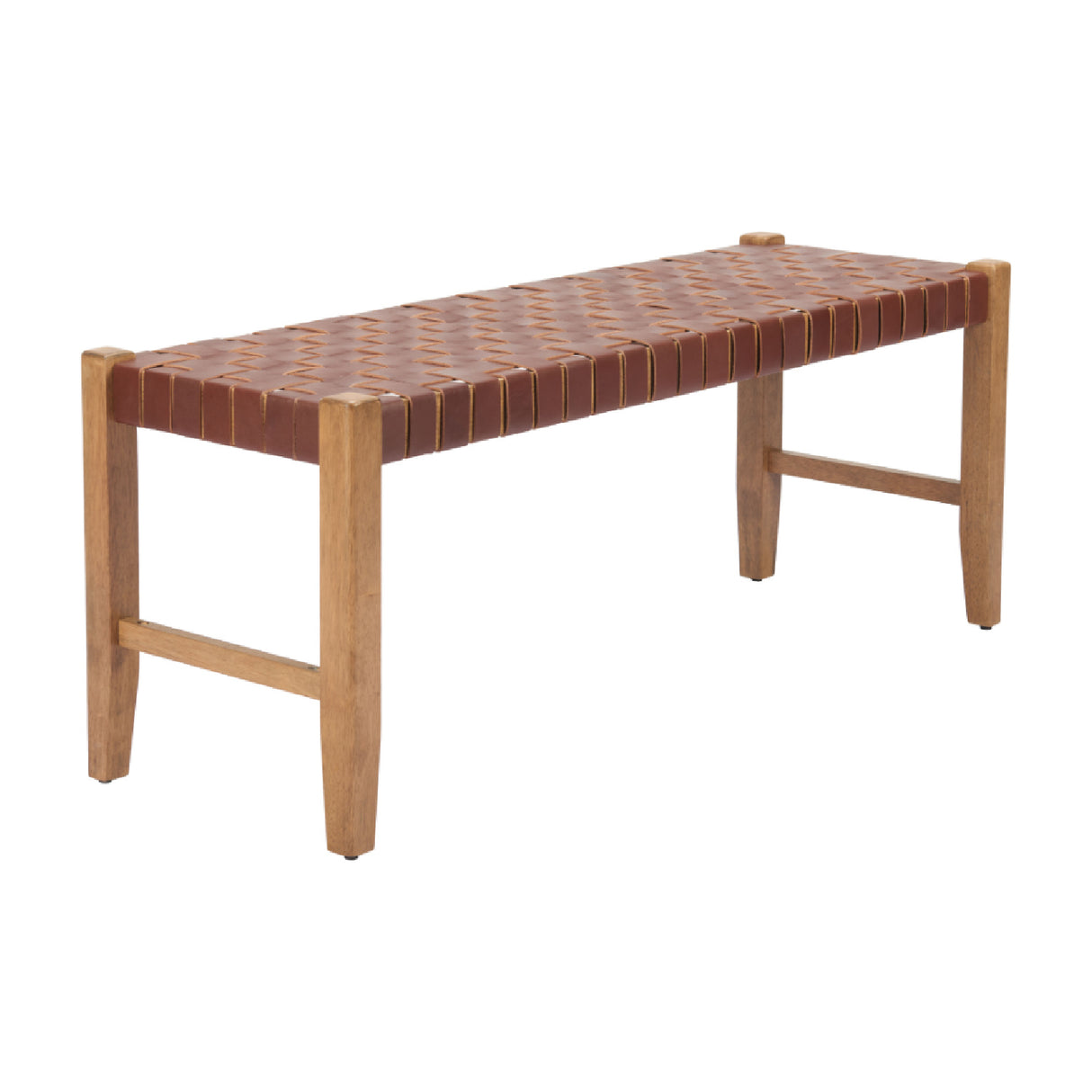 Brown Woven Leather Bench | OROA Modern Bandani