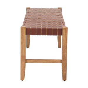 Brown Woven Leather Bench | OROA Modern Bandani