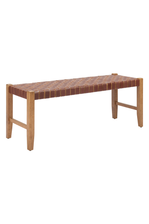 Brown Woven Leather Bench | OROA Modern Bandani | Oroa.com