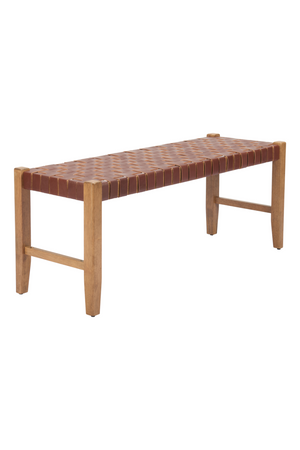 Brown Woven Leather Bench | OROA Modern Bandani | Oroa.com