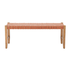 Tan Woven Leather Bench | OROA Modern Bandani