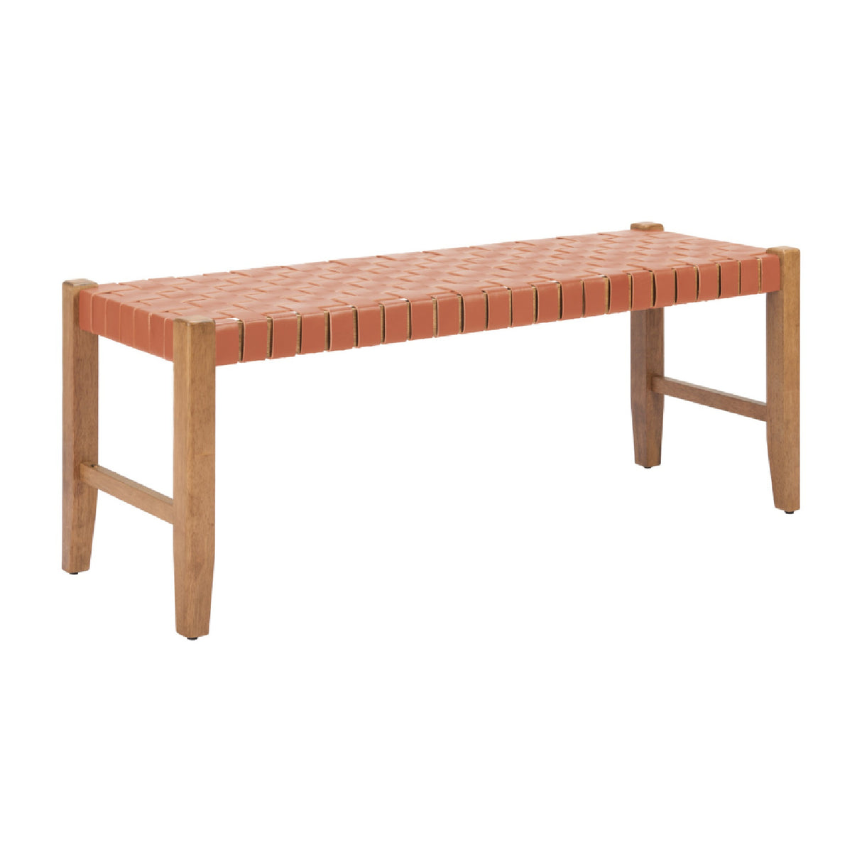 Tan Woven Leather Bench | OROA Modern Bandani