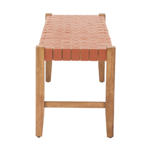 Tan Woven Leather Bench | OROA Modern Bandani