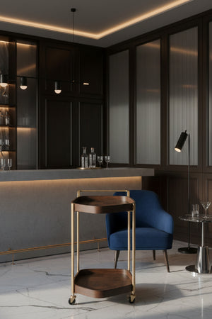 Walnut Veneer Bar Cart | OROA Modern Stela | Oroa.com