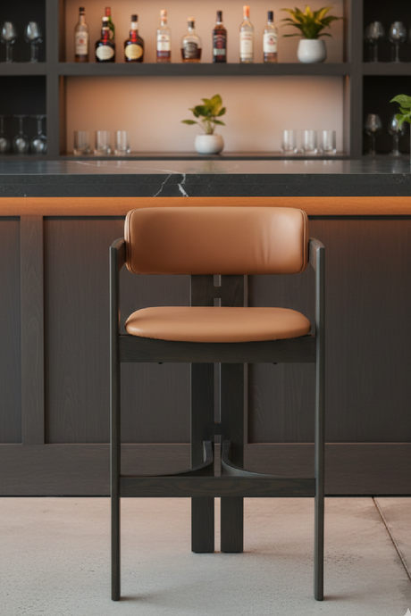 Wood Framed Brown Bar Stool | OROA Modern Shaili