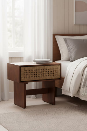 Woven Jute 1-Drawer Nightstand | OROA Modern Amaria | Oroa.com