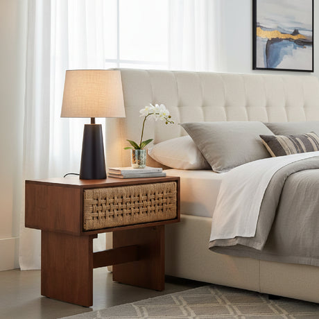 Woven Jute 1-Drawer Nightstand | OROA Modern Amaria | Oroa.com
