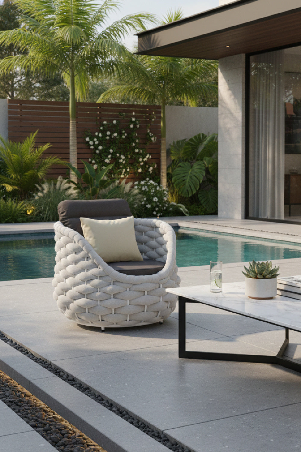   Gray Padded Outdoor Accent Chair | Oroa.com