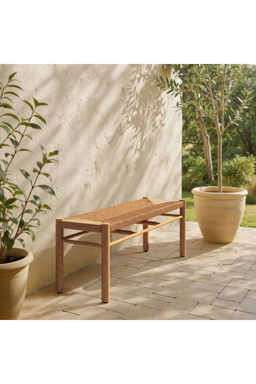 Rattan Look Outdoor Bench | OROA Modern Iska | Oroa.com