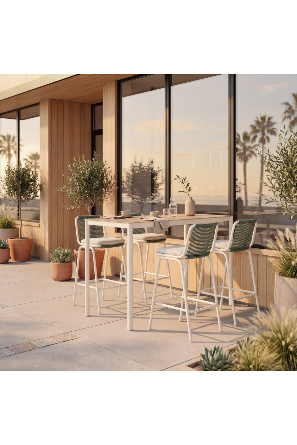   Green Outdoor Bar Stool Set (2) | Oroa.com