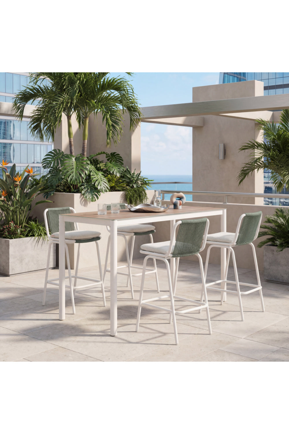   Green Outdoor Bar Stool Set (2) | Oroa.com
