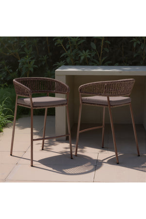   Brown Rattan Outdoor Bar Stools (2) | Oroa.com