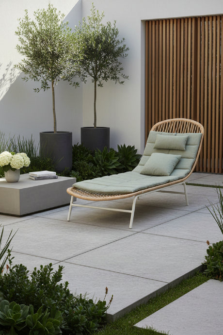   Padded Rattan Weave Outdoor Chaise | Oroa.com