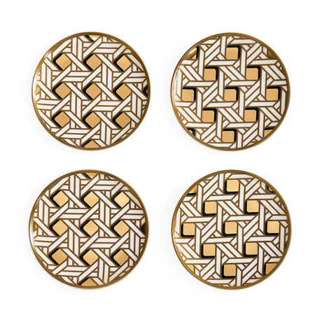 Porcelain Coaster Set (4) | Jonathan Adler Basketweave | Oroa.com