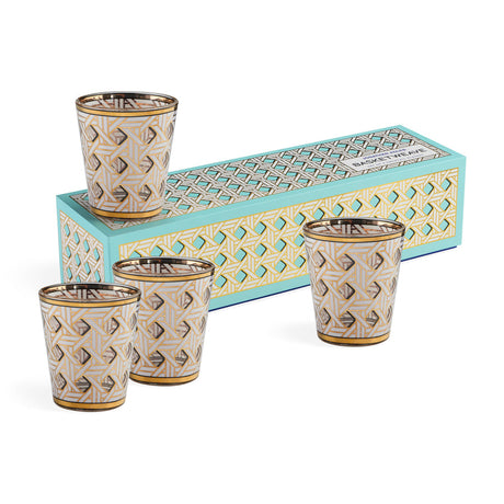 Gold Accent Glassware Set (4) | Jonathan Adler Basketweave | Oroa.com