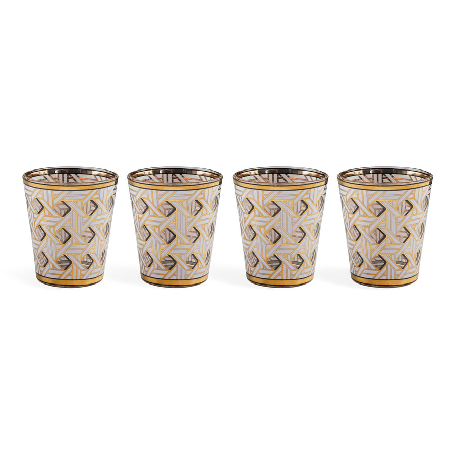 Gold Accent Glassware Set (4) | Jonathan Adler Basketweave | Oroa.com