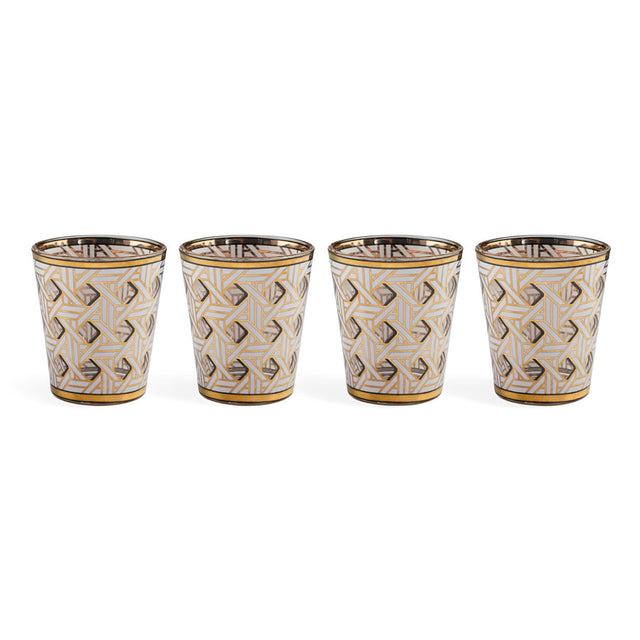 Gold Accent Glassware Set (4) | Jonathan Adler Basketweave | Oroa.com